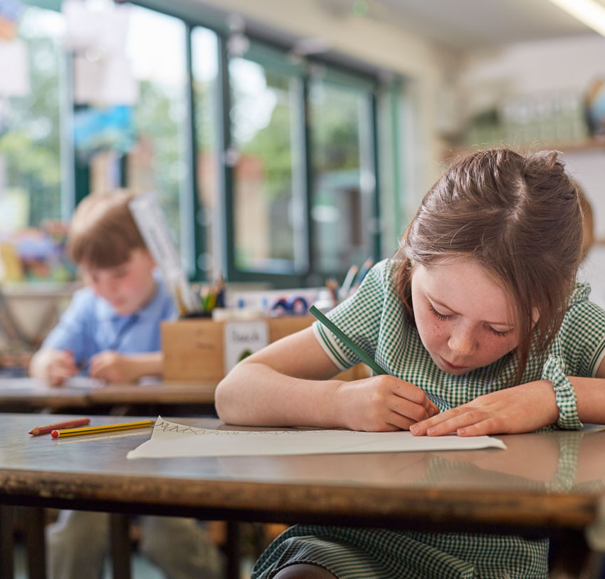 School girl in classroom